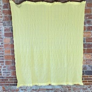 VTG Faribo 100% Wool Blanket Yellow Waffle Pattern Satin Trim 64 x 76 USA Made